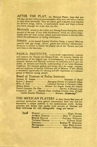 Plays Image #43 — Las Canacuas: Back of Program